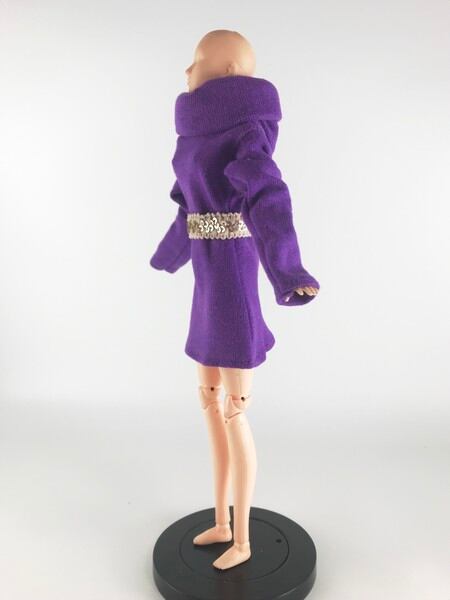 ドール服 1/6 女性用27 ネックスリーブカジュアルセーター パープル TV1107 VG - 画像4