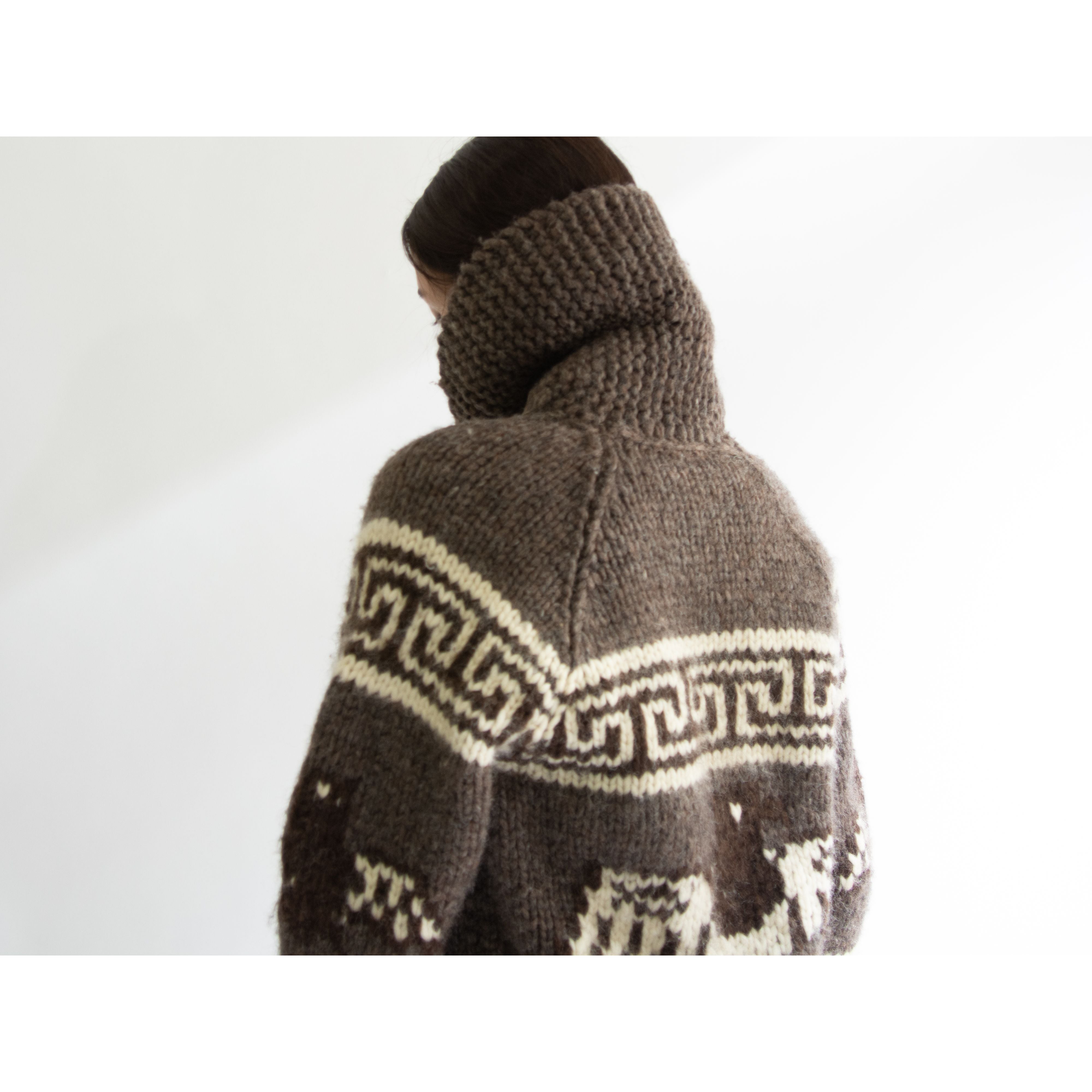 【Unknown Brand】70's Cowichan Cardigan "Thunderbird"（サンダーバード柄 カウチンセーター ウールニットカーディガン）