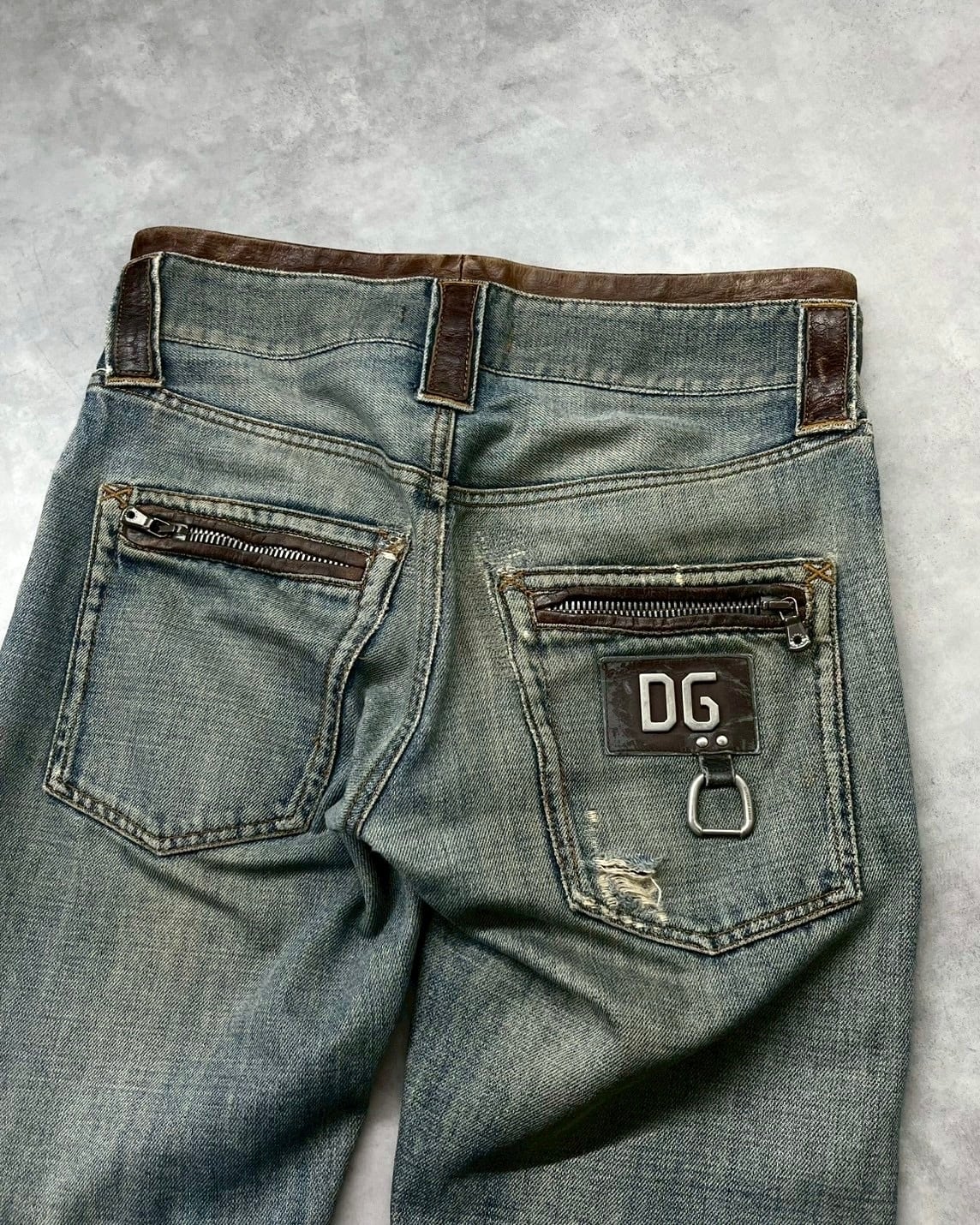 Dolce & Gabbana 00s ダメージ レザーパッチ デニム ジーンズ 00s DOLCE&GABBANA Leather Piping Damage Denim Pants ITALY製 | VOLAR