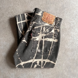 1990s Levi's 501 Yarn‐Dyed Black Bleach Denim Pants W28L30 Made in USA G608