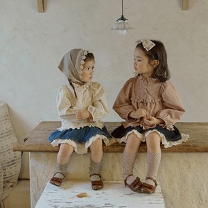 秋レース切り替えデニムスカート2色