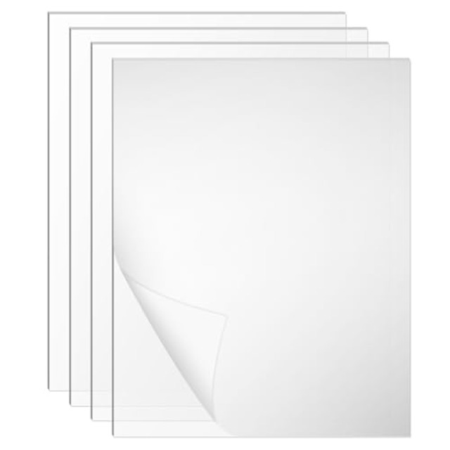 AOBOPLE 4枚厚さ2mm A4 透明アクリル板 明るいプレキシガラス板 塗装 DIY制作 耐久性 保護フィルム付き アクリルケース 棚板 コレクションケース製作 (297*210mm, 透明クリア)