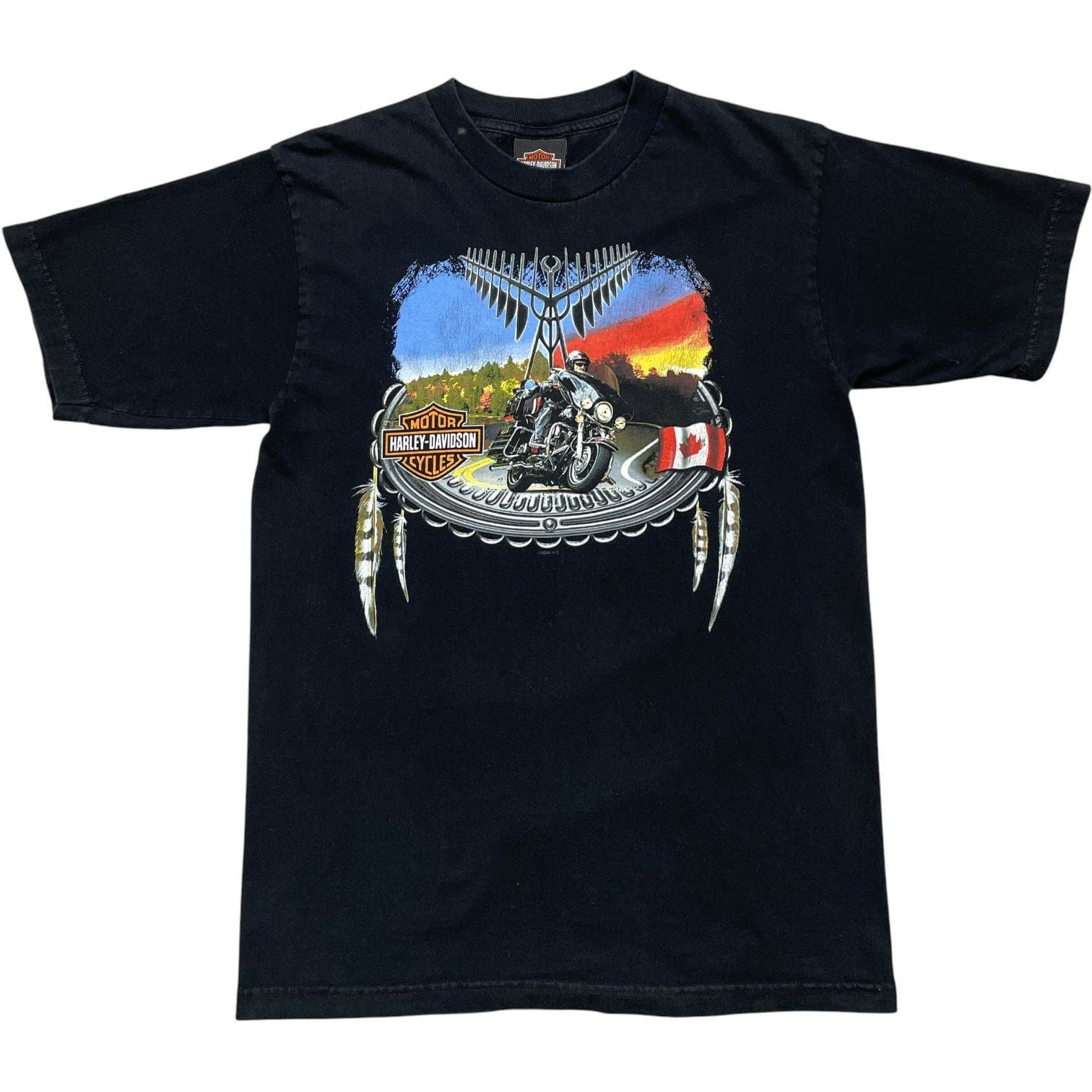 《M》 Harley-Davidson ハーレーダビッドソン Tシャツ ブラック プリントデザイン USA製 no.10115