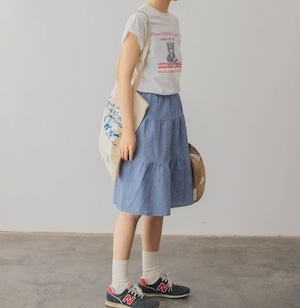 キャットグラフィックプリント Tシャツ   F0064
