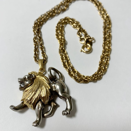 Vintage Singed PLC Lion Pendant Necklace