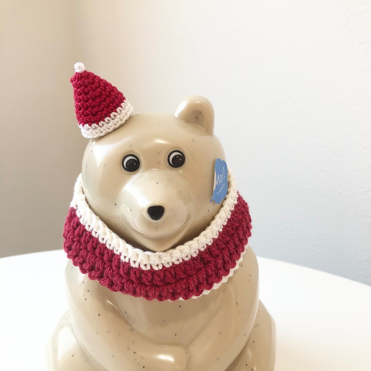 白くま貯金箱用　クリスマスマフラー＆帽子セット　フィンランド　北欧