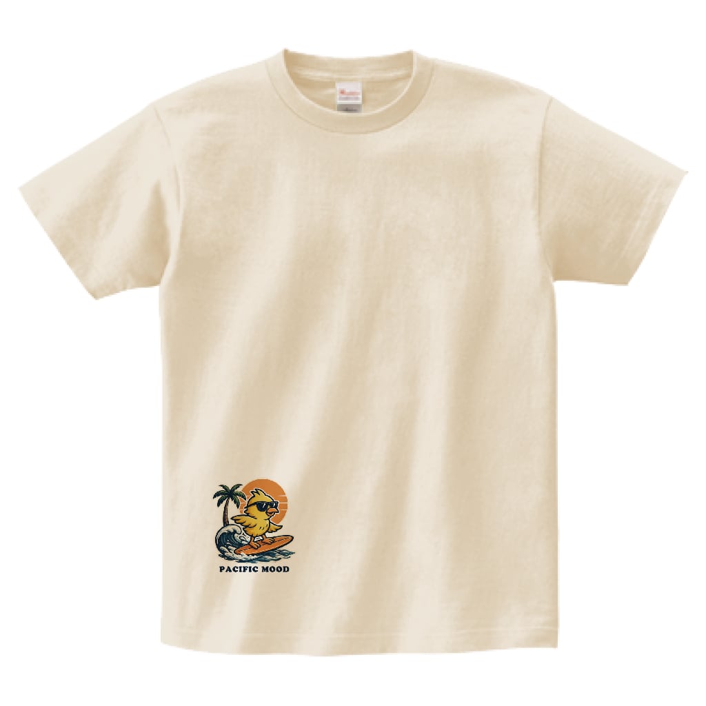 "PACIFIC MOOD"サンセットサーフミニマルTシャツ