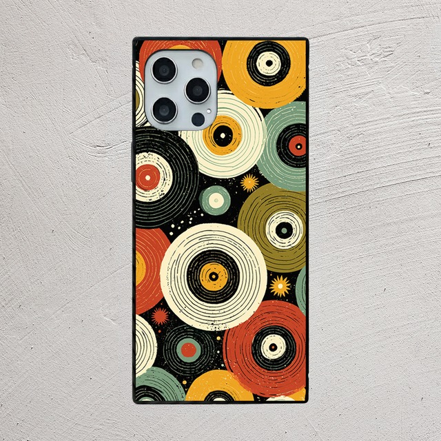 iPhoneケース レコード柄 サイケデリック｜70sヴァイナルポップ RETRO029