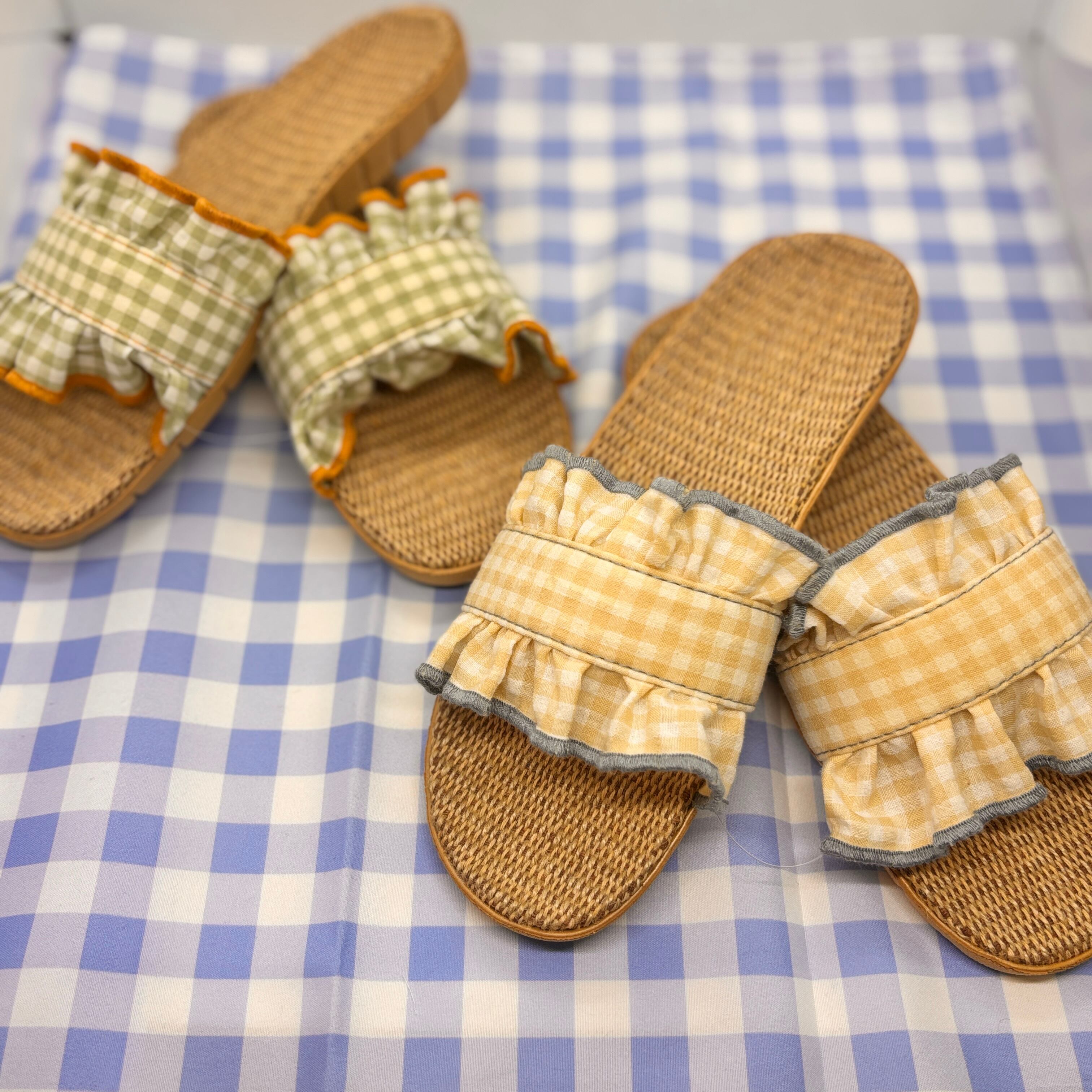 チェックフリル／スリッパM [サイズ: M]