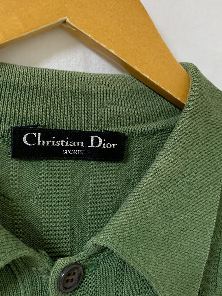 1980~90's Knitting Design Half Sleeve Knit Polo Shirt "Christian Dior"