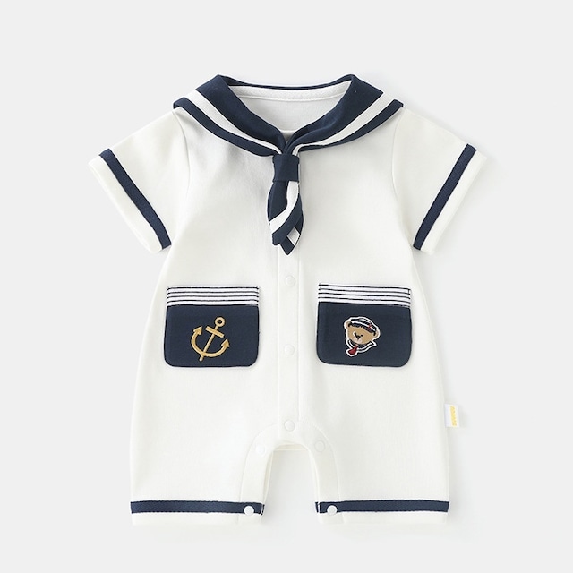 【BABY】クマセーラーロンパース