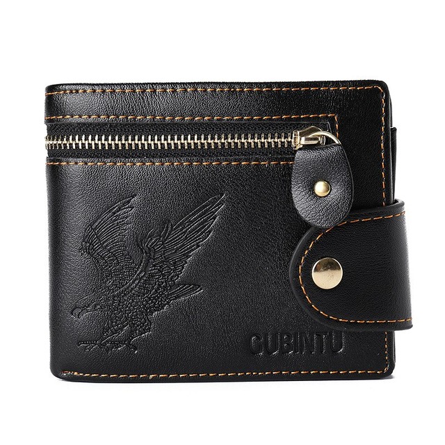新しい到着ヴィンテージ鷲パターン男性の革財布コインポケット三つ折財布用男で掛け金カードホルダー