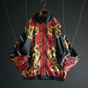 over silhouette palatial art switching design zip-up bomber blouson