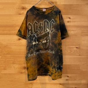 【DELTA PRO WEIGHT】AC/DC バンドTシャツ 悪魔の招待状 ロックt タイダイ染め ロゴ M相当 US古着 アメリカ古着