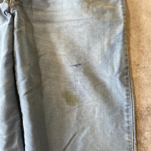 30-40s 針式シンチ フレンチワーク モールスキン ブルー パンツ W39 詳細写真7