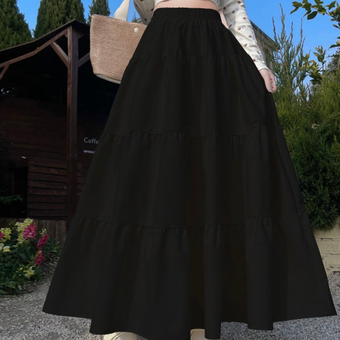 フレアロングティアードスカート