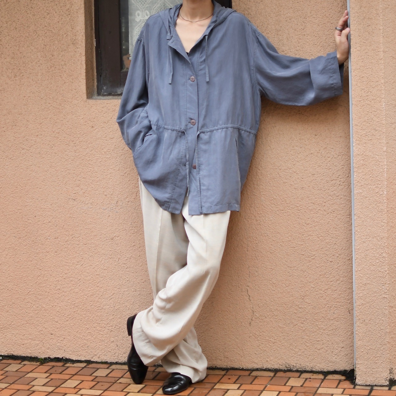 design silk hoodie gray