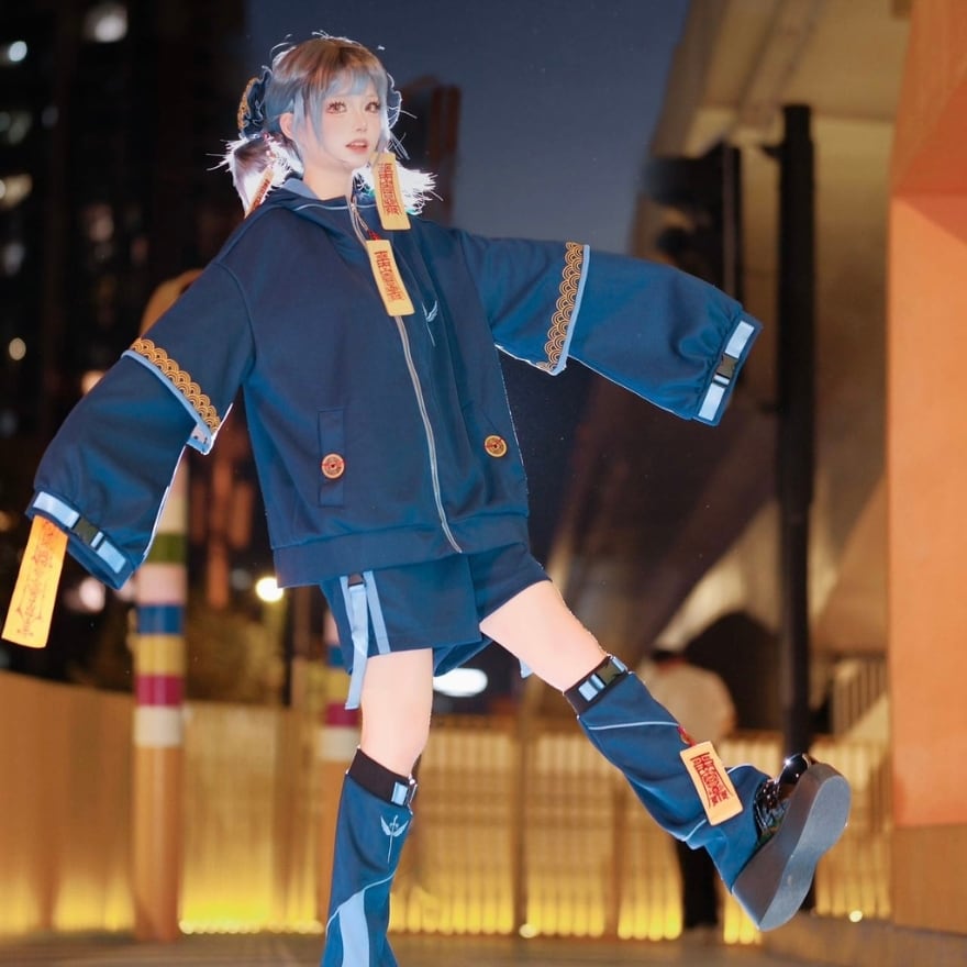 サイバーパンク 中華風 3点 セットアップ 電脳少女 近未来 符札 ライブ