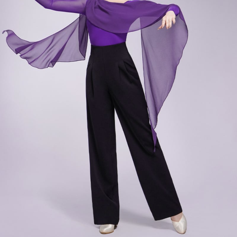 ハイウエスト ストレート フルレングス ダンスパンツ 3col D00631