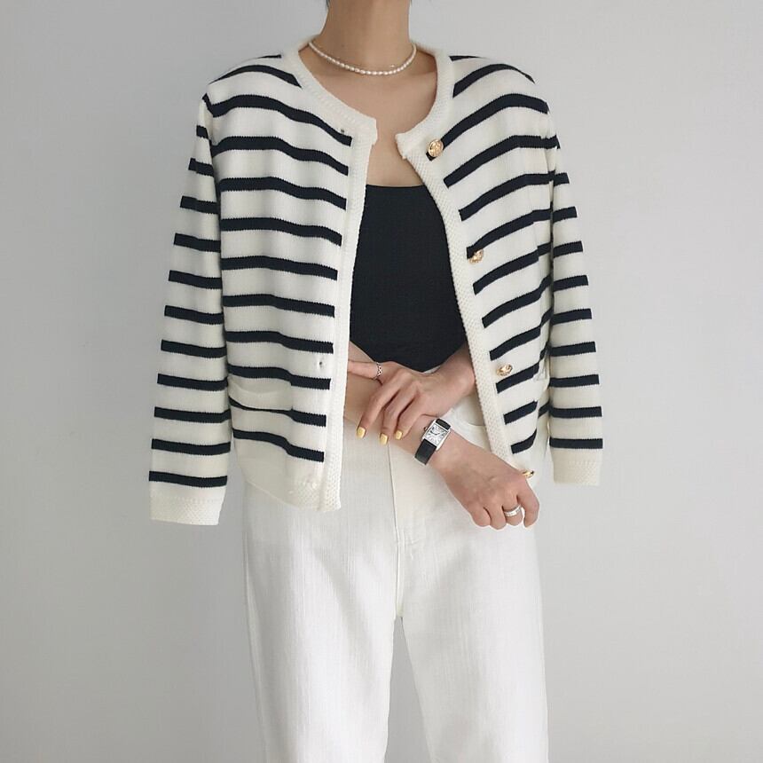 stripe knit jacket style cardigan