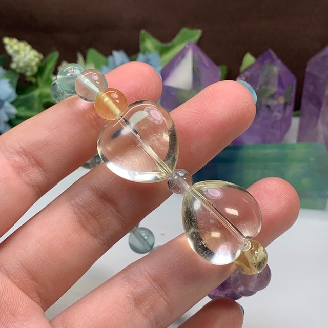 11. リボン風☆フローライト×シトリン デザインブレスレット