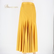 社交ダンス 衣装 スタンダード スカート レッスンウェア レディース マスタード イエロー系 からし色 練習着 無地 フォーマル シンプル 上品 マスタード系 プリーツ風 デザイン 練習用 レッスン用 ダンス衣装 発表会用 ステージ衣装 きれいめ 光沢感 滑らか素材 ポリエステル 裏地あり風 フレアスカート ふんわりスカート 後ろファスナー仕様 日本製