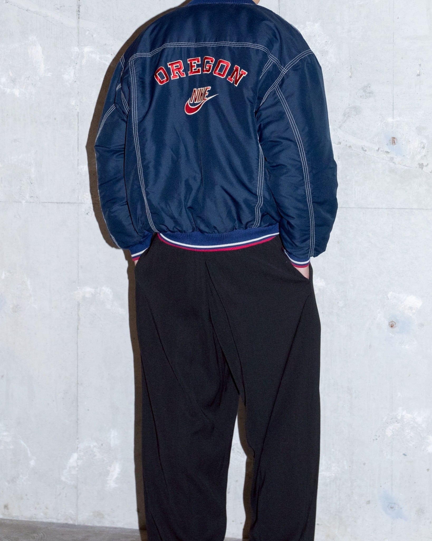 ジャケット・アウター 90's Nike Padded Nylon Jacket Navy L NIKE” padded nylon stadium jacket / both sides patch design / Made