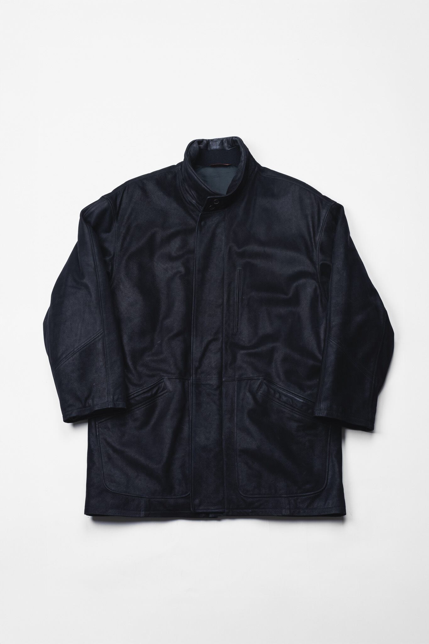 90's] “SERAPHIN” Grained Calf Padded Coat (made in France