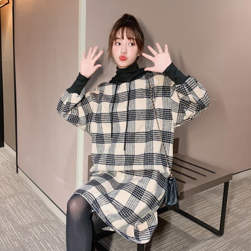 【新作】【送料無料】 マタニティウェア2019秋と冬の新しいファッションフード付きドレスプラスサイズのウールのフード付きミドル丈マタニティドレス-アリババ 大きめサイズ オータム 秋物 ウィンター 冬物 expec230072737865