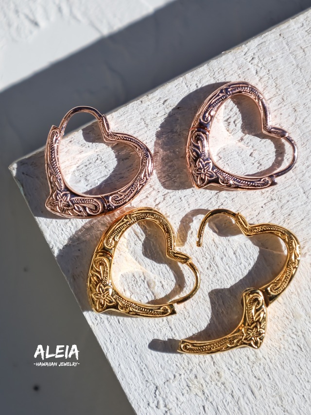 《片耳販売》Heart Hoop Pierce [316L] ハワイアンジュエリー