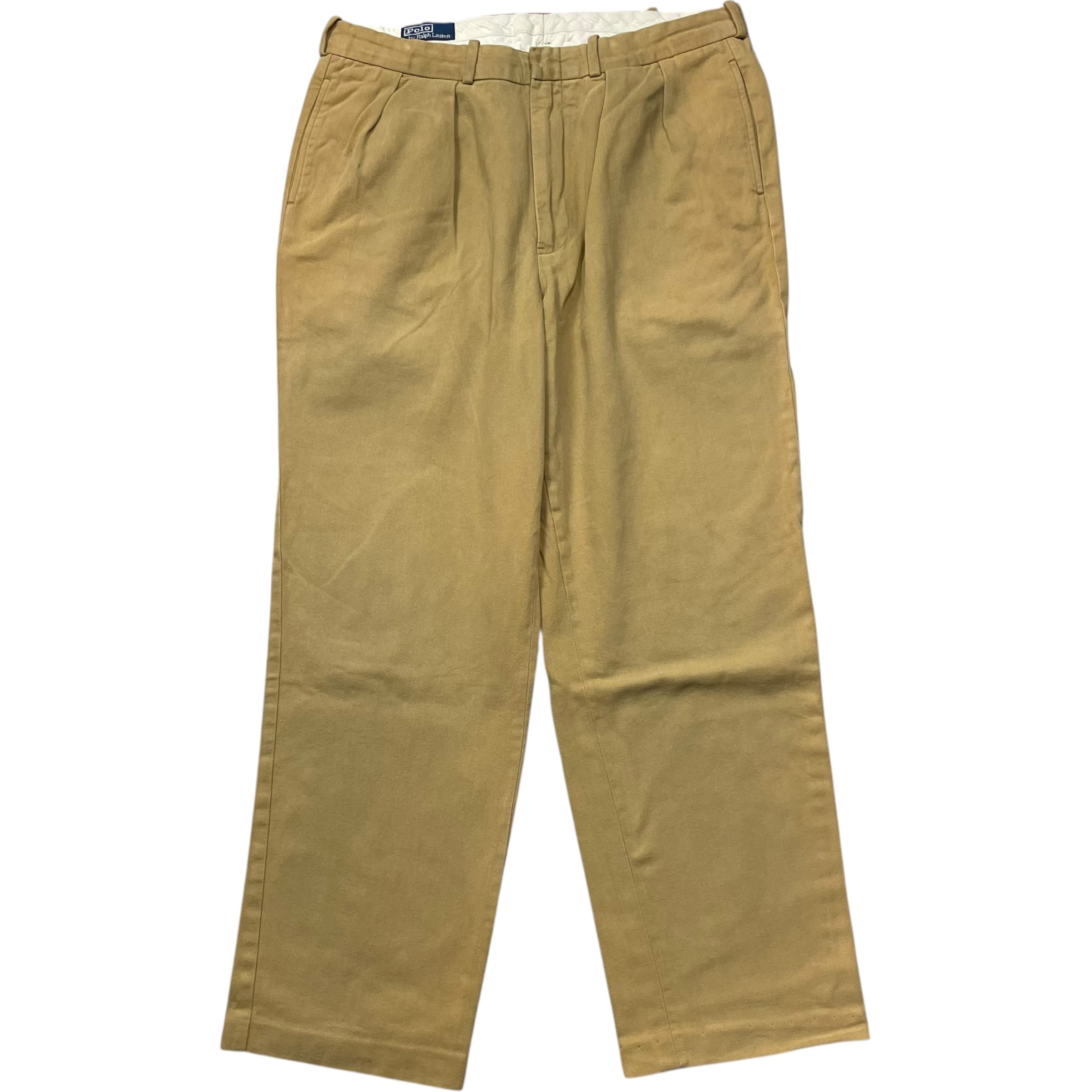 《実寸 W35L30》 Ralph Lauren ラルフローレン ポロチノ チノパン ツータック ベージュ no.6061
