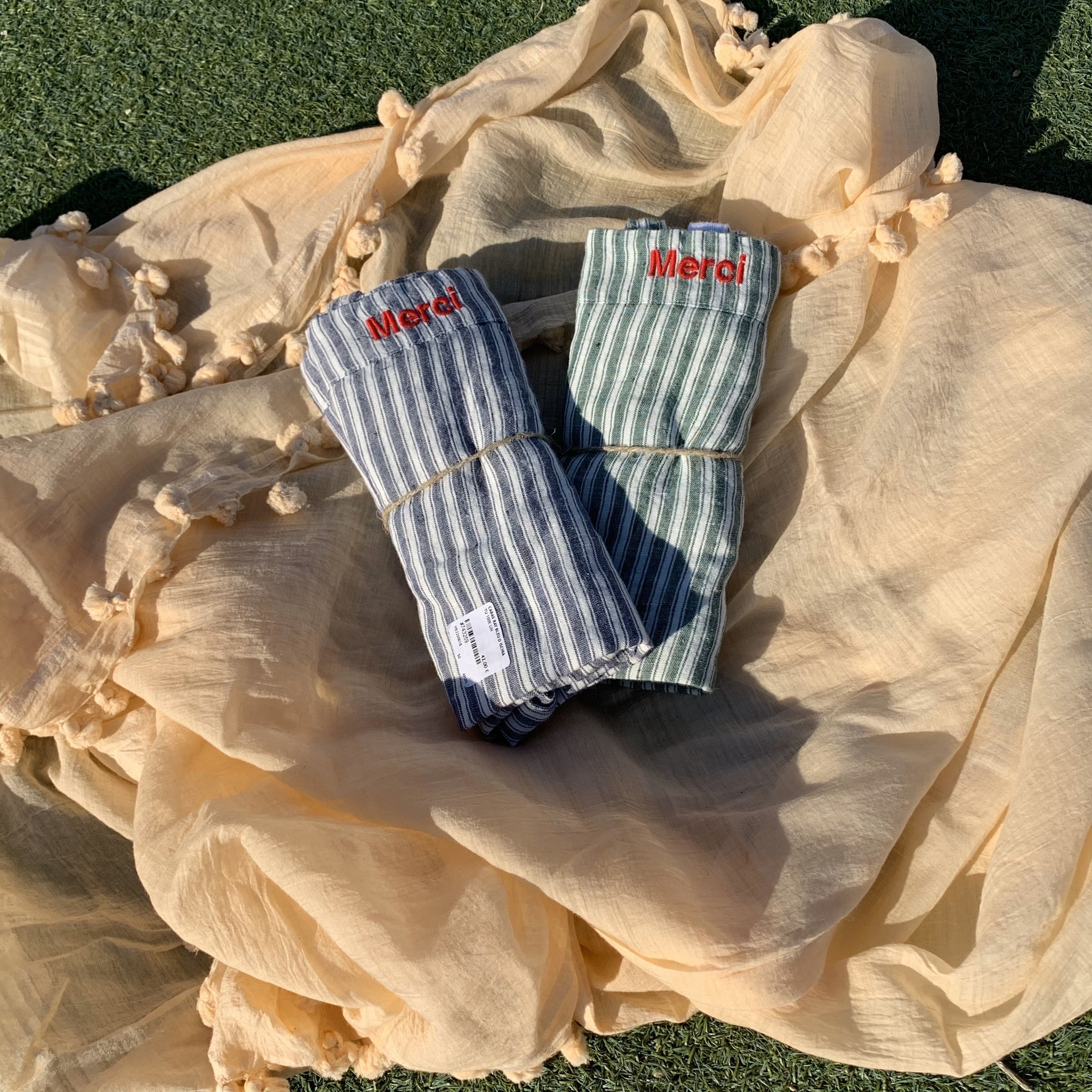 新品150×100】パリ メルシー merci リネン100%バスタオル