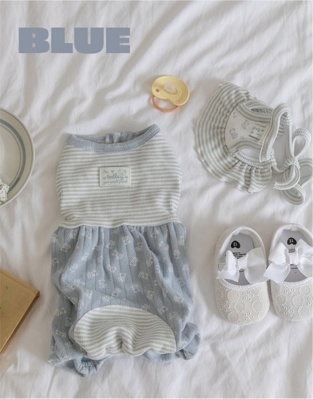 予約【Todley】Petite Bear Romper（Blue）