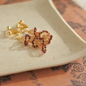 1,2月限定カラー「ざくろシリーズ」律の風（りちのかぜ）小枝耳飾り　ワイヤーアクセサリー