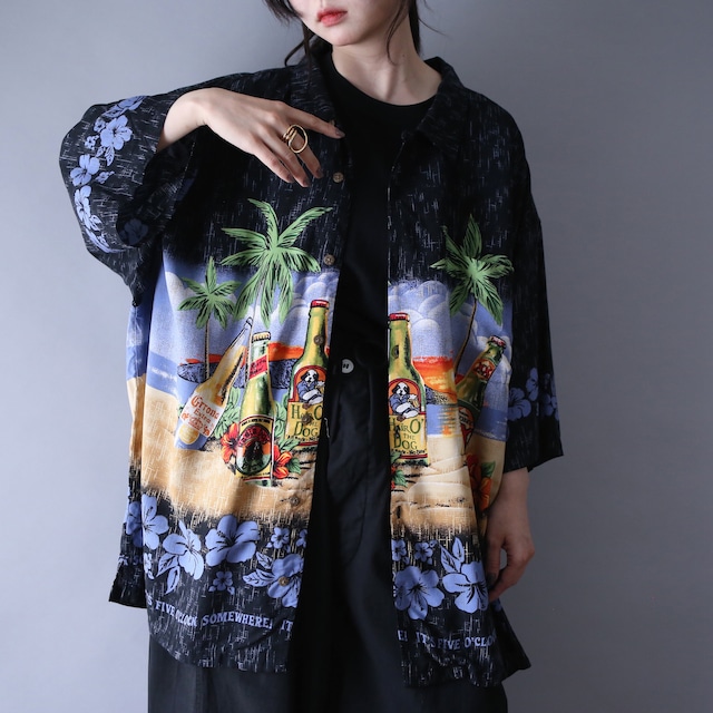 "BIG DOGS" XXX super over silhouette unique botanical pattern h/s shirt