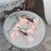 ♡【受注生産】 No.7 プリンセスリボン フリルレース こぼれるパールの宝石箱3wayヘッドドレス light blue ♡