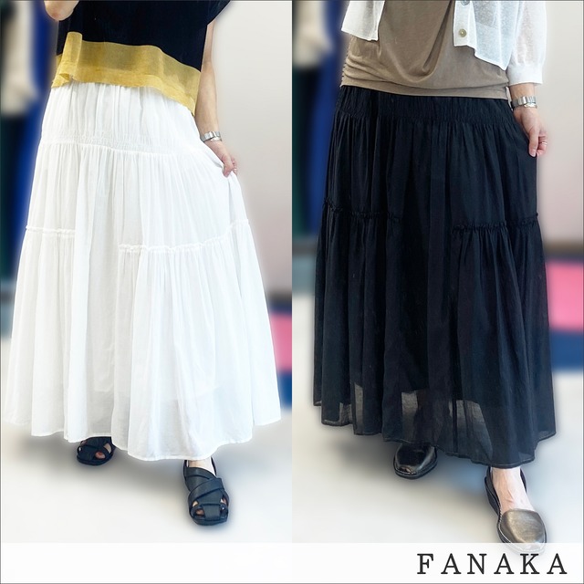 FANAKA 清涼感抜群の切り替えフレアスカート 261-5405 (ホワイト/ブラック)