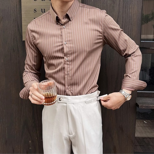 ストライプボタンダウンシャツ 6カラー　V0485