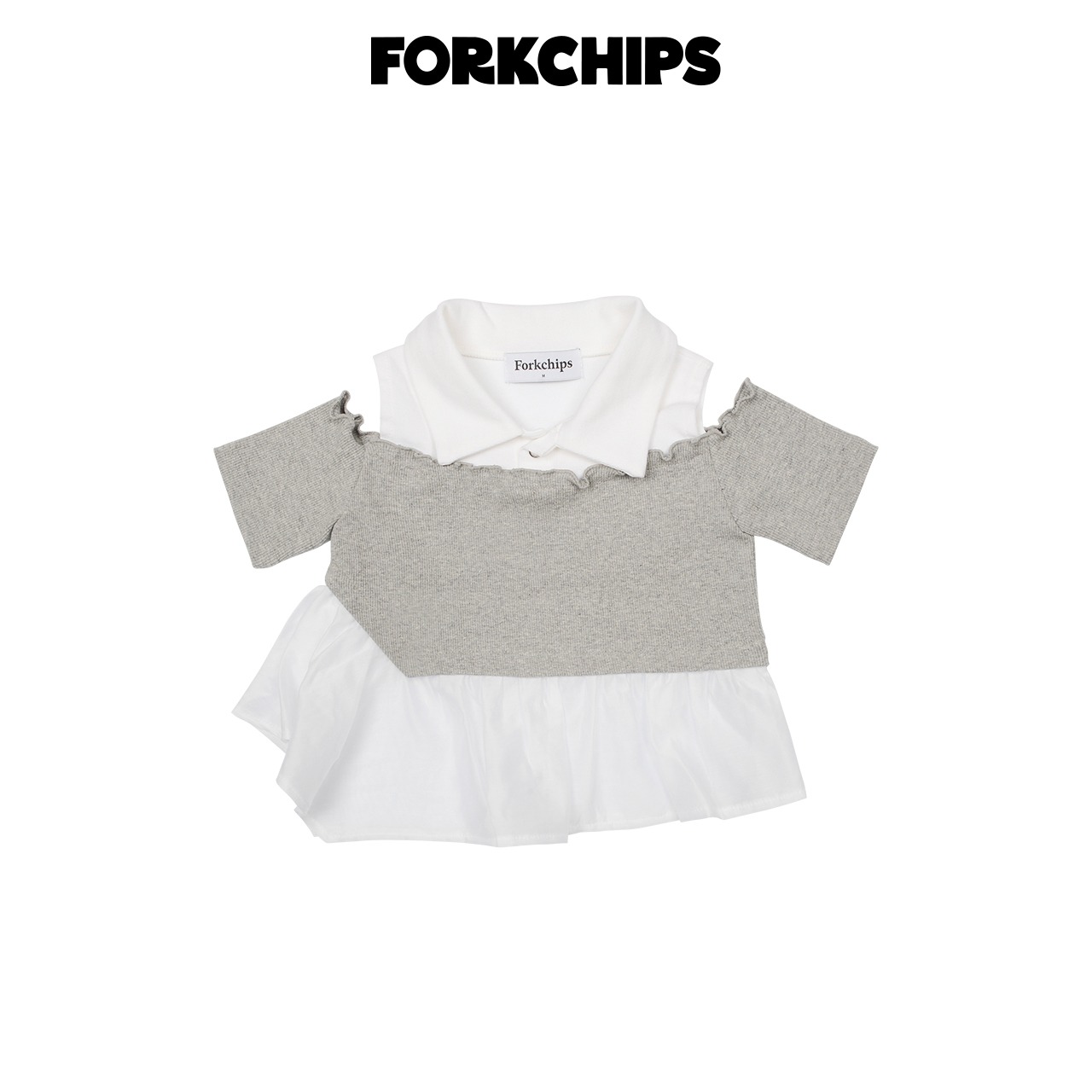 [FORKCHIPS] Paper Shoulder T-shirt (JS/JM/JL/JXL) / [포크칩스] 페이퍼숄더티셔츠 (JS/JM/JL/JXL)