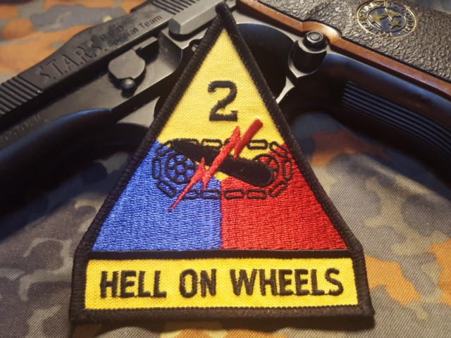 ミリタリー第二機甲師団 ロゴアイロンパッチ・ワッペン PM0130