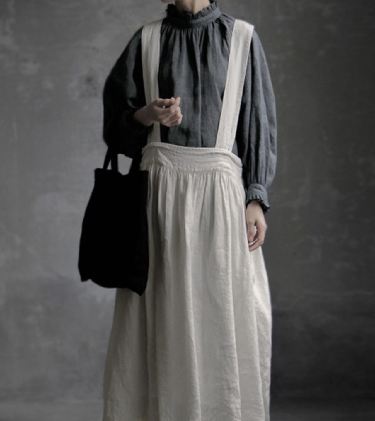 ヴィンテージ風 フリルカラー スタンドカラーブラウス