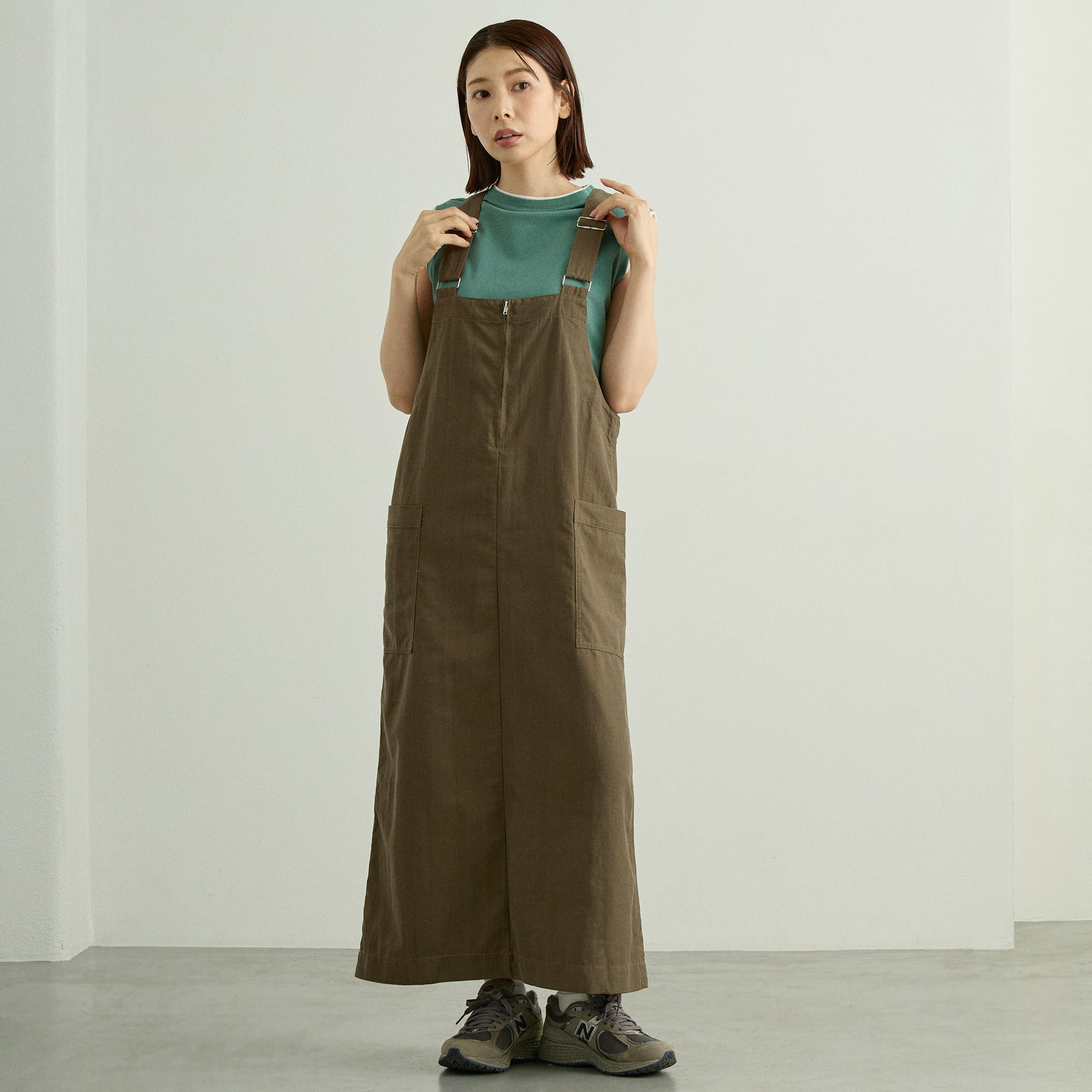 カルゼ フロントZIPジャンパースカート|細見えIライン