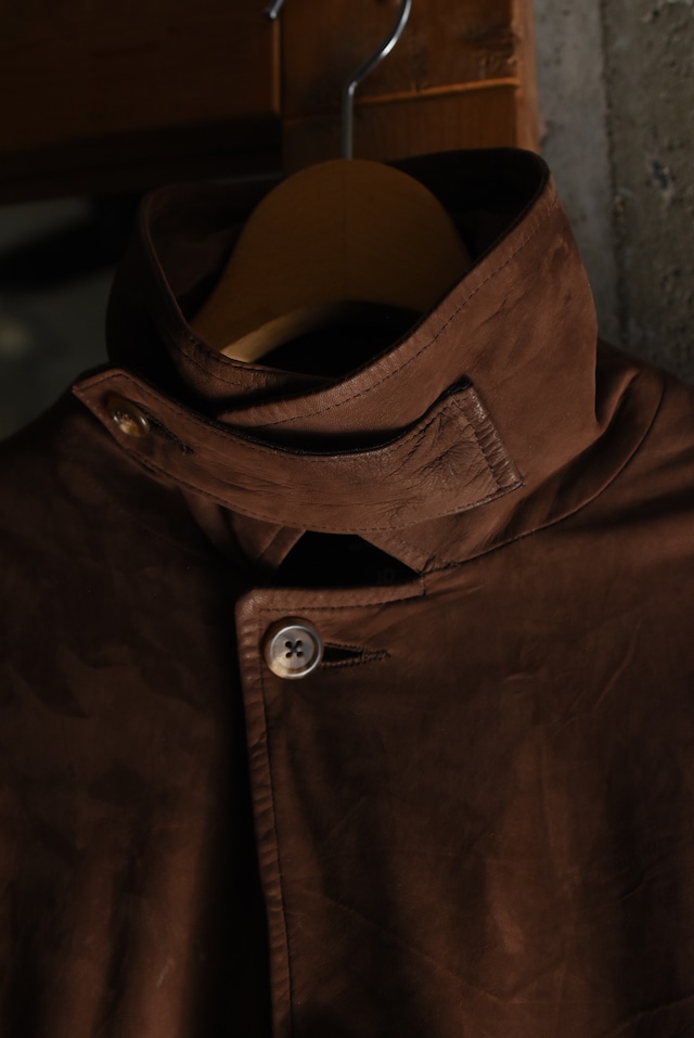 OK／80-90's "Ralph Lauren" nubuck leather harf coat