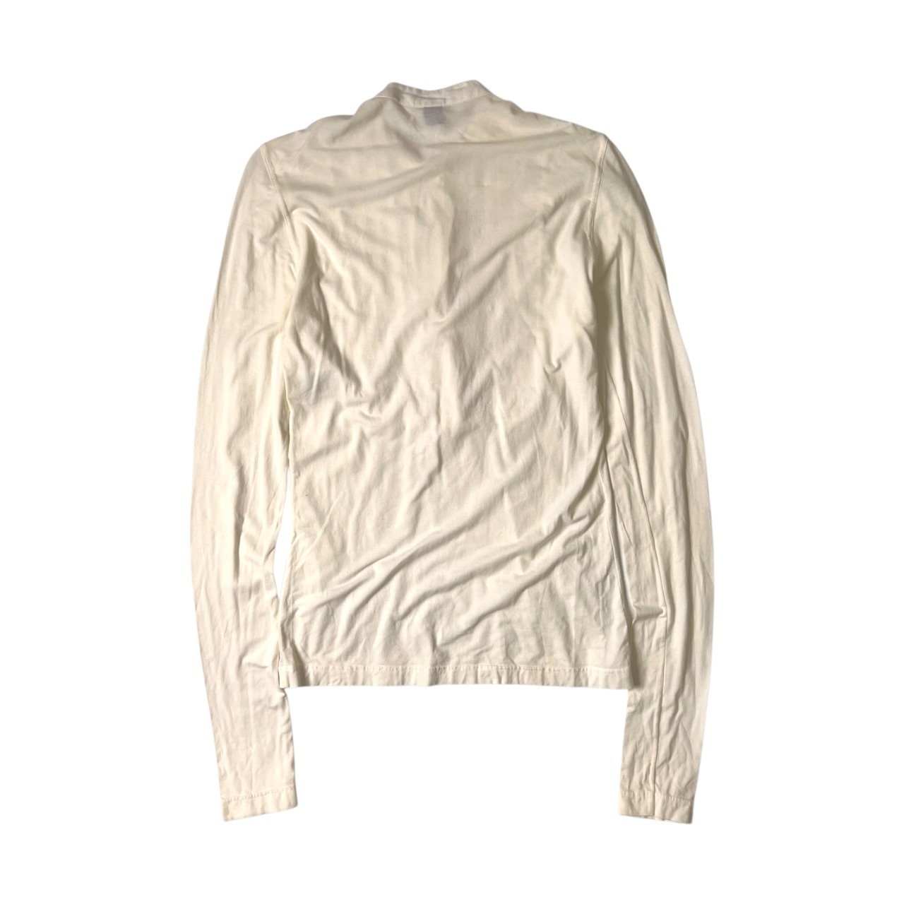 ASPESI アスペジ イタリア製 リネン切替 ピンタック タキシードブラウス 長袖Tシャツ Mサイズ程度/アイボリー /カットソー