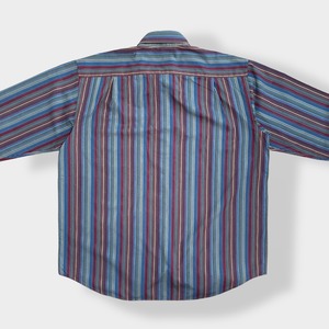 【PIGARRO】ストライプシャツ マルチカラー 長袖シャツ コットン ボタンダウン カジュアルシャツ XL相当 ビッグシルエット 古着