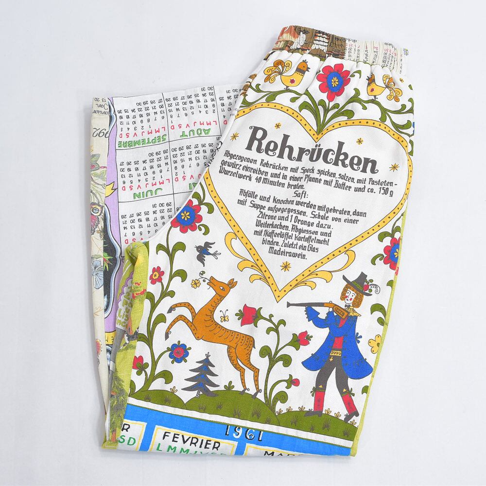 Remakeリメイク ヴィンテージ テキスタイル パッチワーク デザイン 再構築 ルーズシルエット イージーパンツ ツギハギ 古着 裏地付き レディースW66~94cm