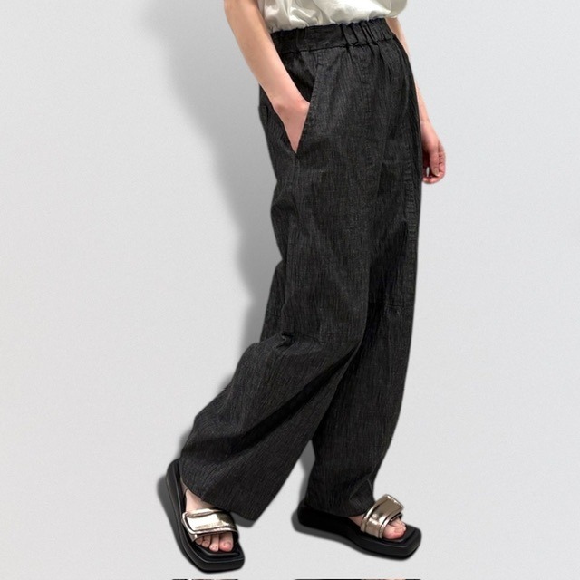 vm uneven yarn dungaree stretch volume pants