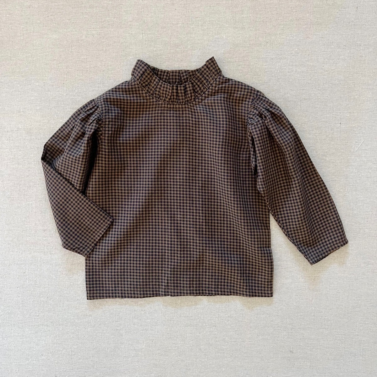 Mabo】Cotton Loulou Blouse - Moss Mini Check | Queue Mgnonne