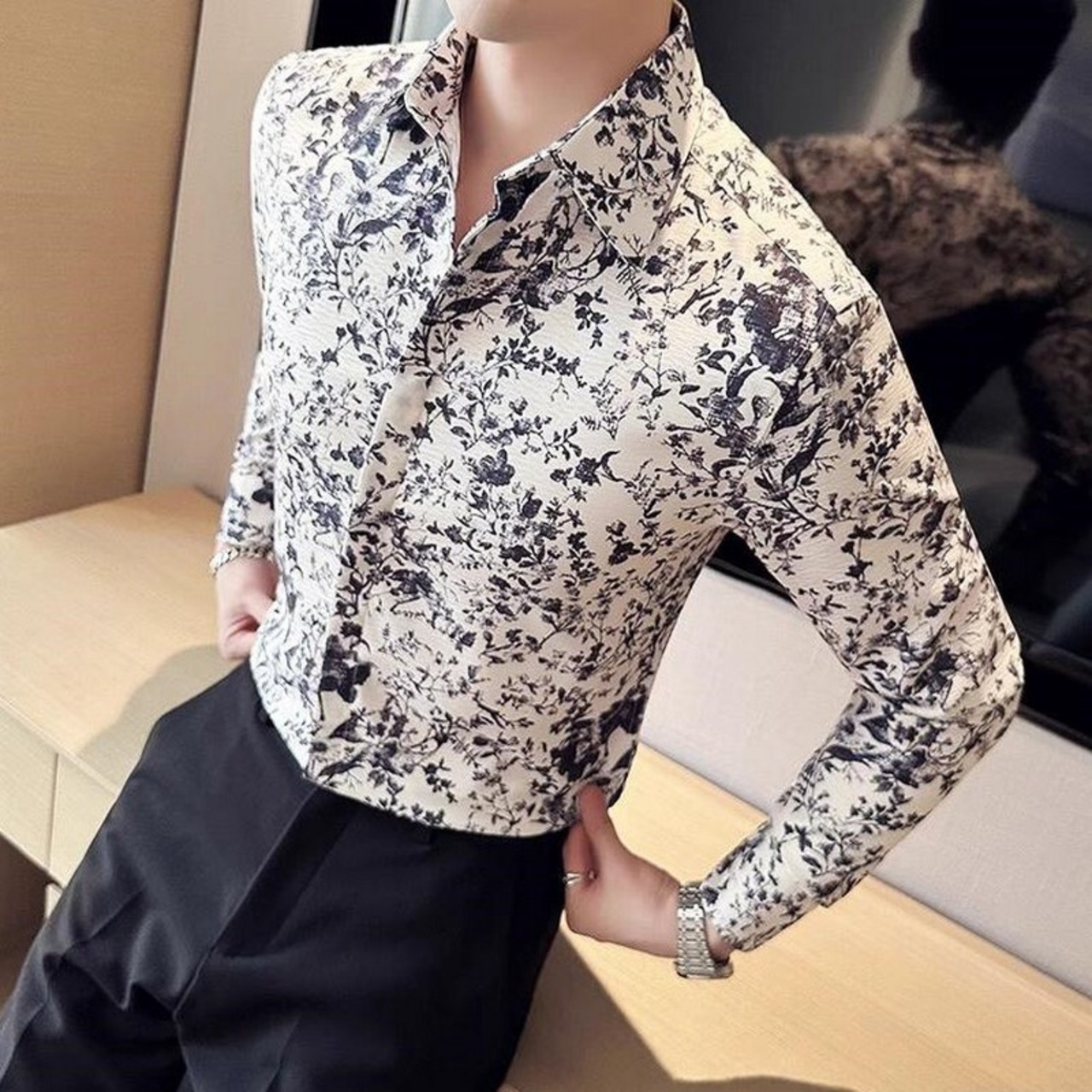 lapel floral shirt 00162