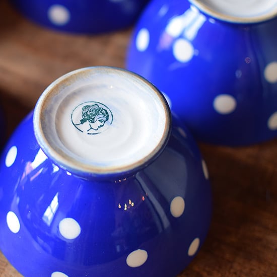 ベルギーBOCH ブルー 水玉カフェオレボウル | Brocante de La Cocotte